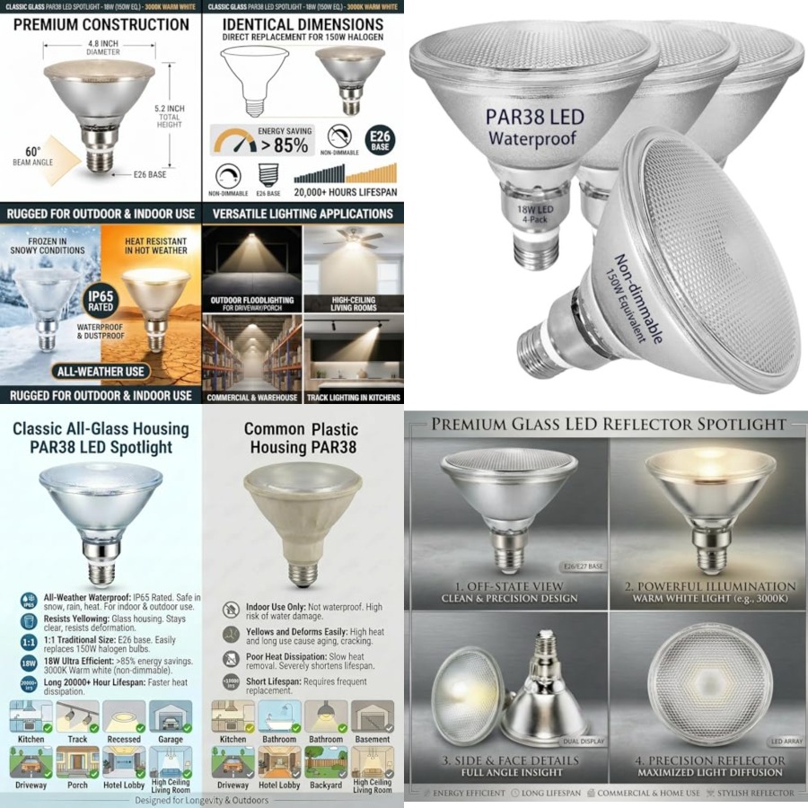 Led Flood Light - Lampu LED PAR38 Reflector Kaca, Cahaya
