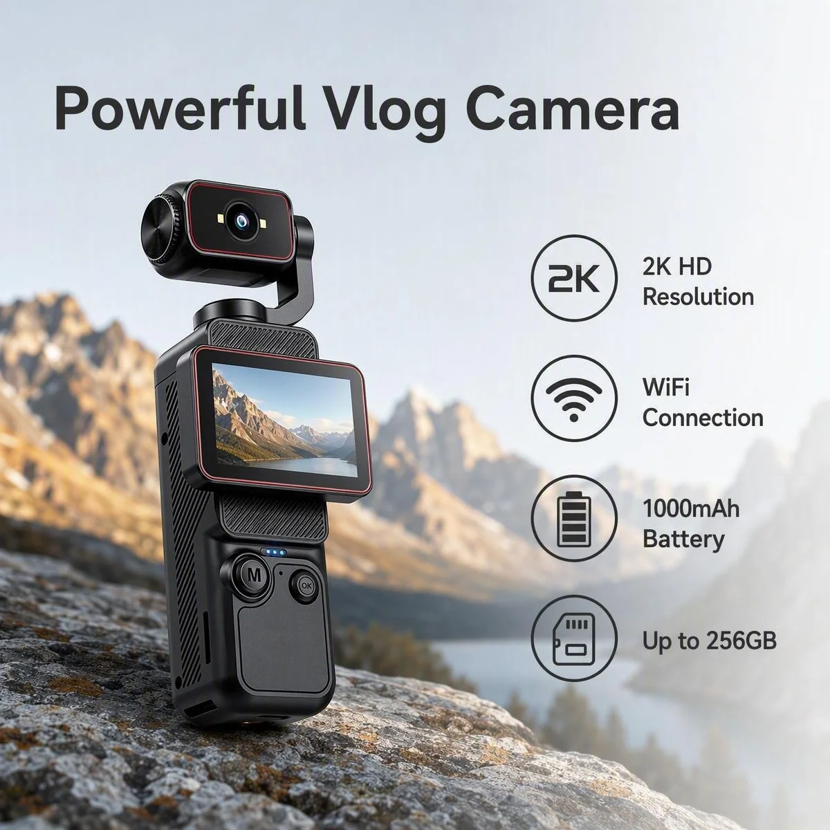 Kamera Vlog Genggam 2K, 270 °  - Outdoor Lighting Japanese ulasan dan harga