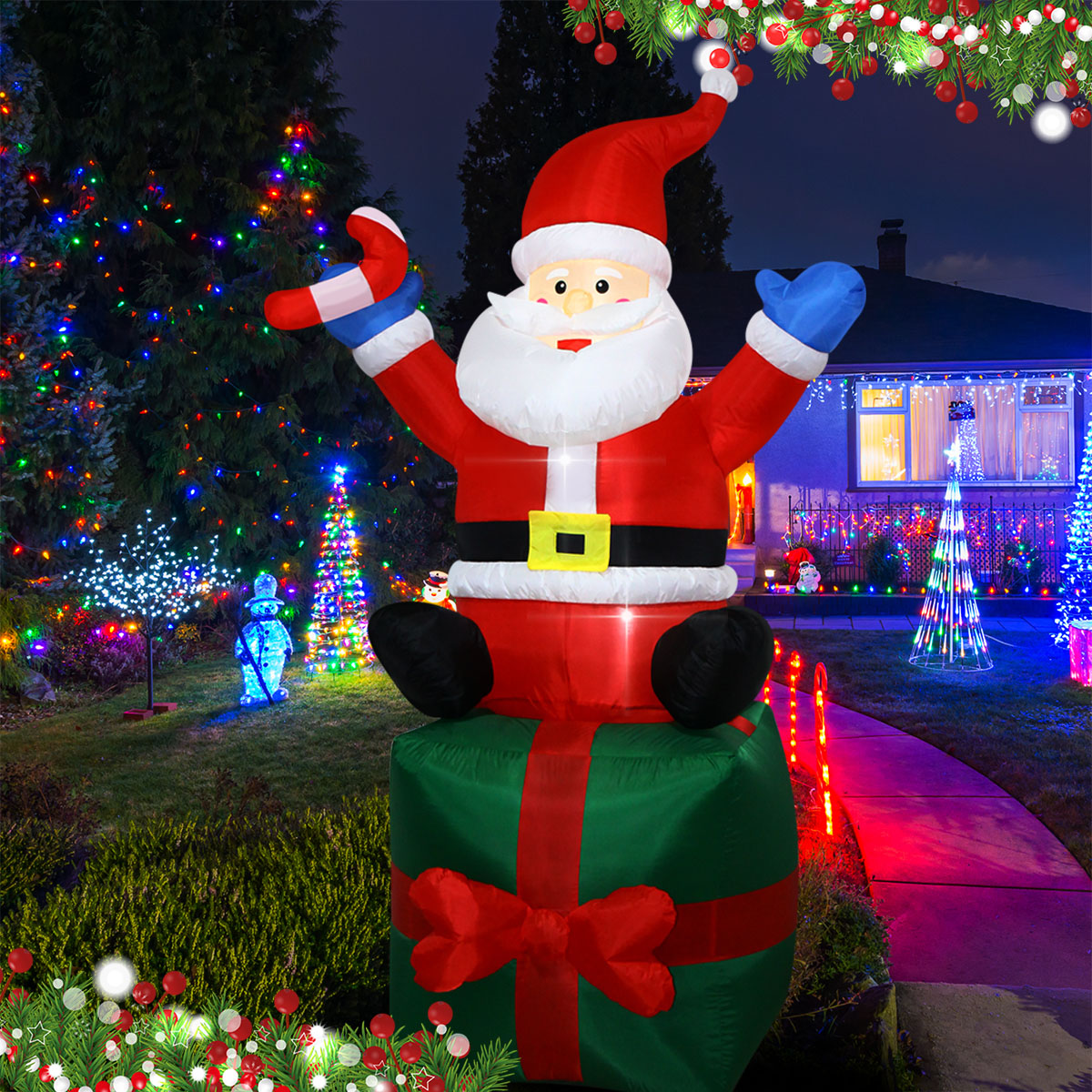 Santa Natal Tiup 6 Kaki di Kot - Outdoor Lighting Box ulasan dan harga