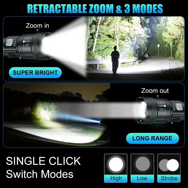 Senter LED Taktis 2000LM USB I - Outdoor Lighting Construction ulasan dan harga